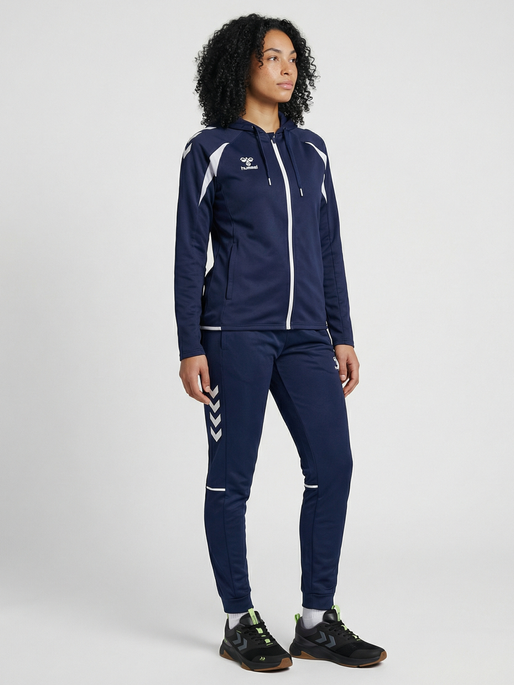 hmlCORE 2.0 ZIP HOODIE WOMAN, MARINE/WHITE, model