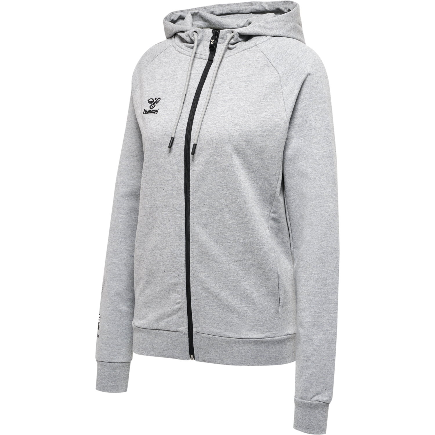 hmlMOVE GRID COTTON ZIP HOODIE WOMA, GREY MELANGE, packshot