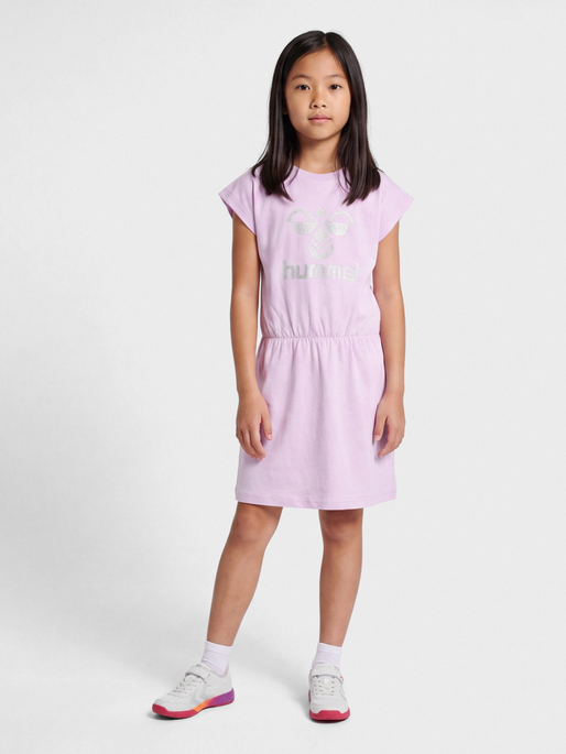 hmlFLOWY DRESS S/S, ORCHID BLOOM, model