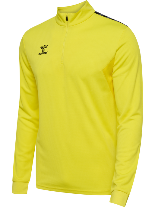 hmlAUTHENTIC HALF ZIP SWEAT, BLAZING YELLOW, packshot