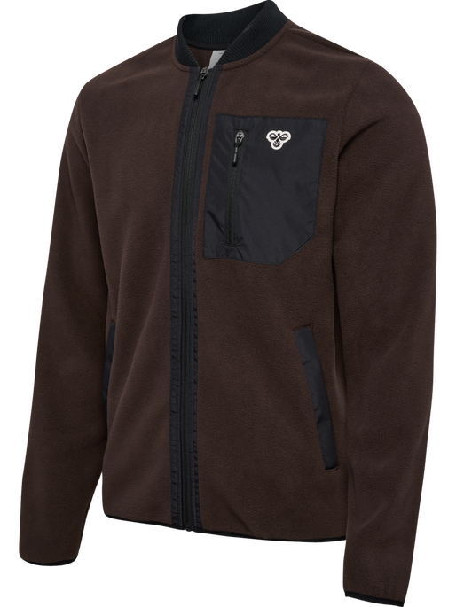 hmlFLEECE ZIP JACKET BEE, CHOCOLATE PLUM, packshot