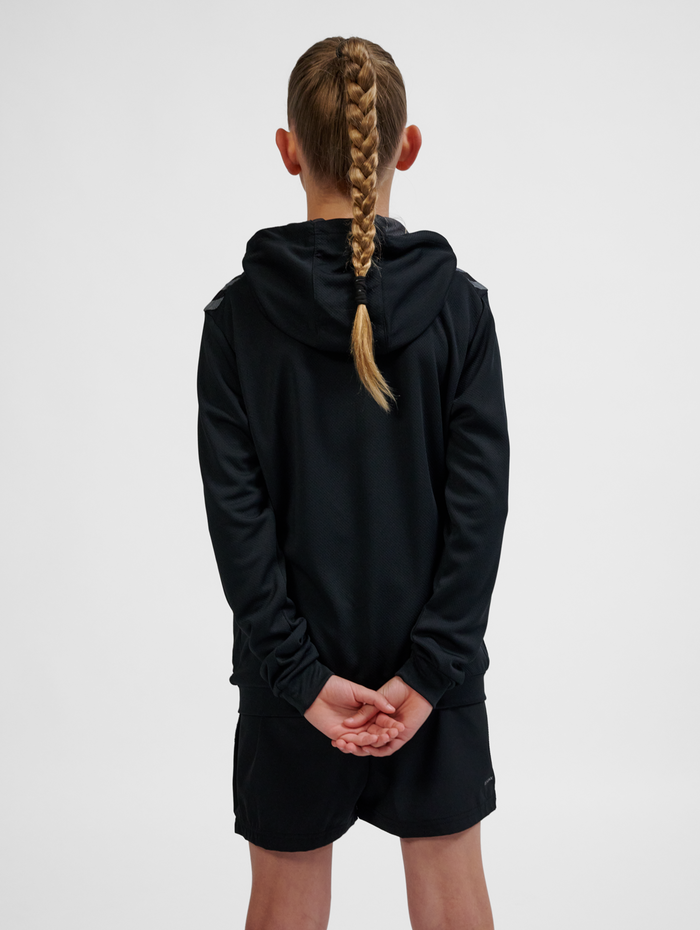 hmlAUTHENTIC PL ZIP HOODIE KIDS, BLACK, model