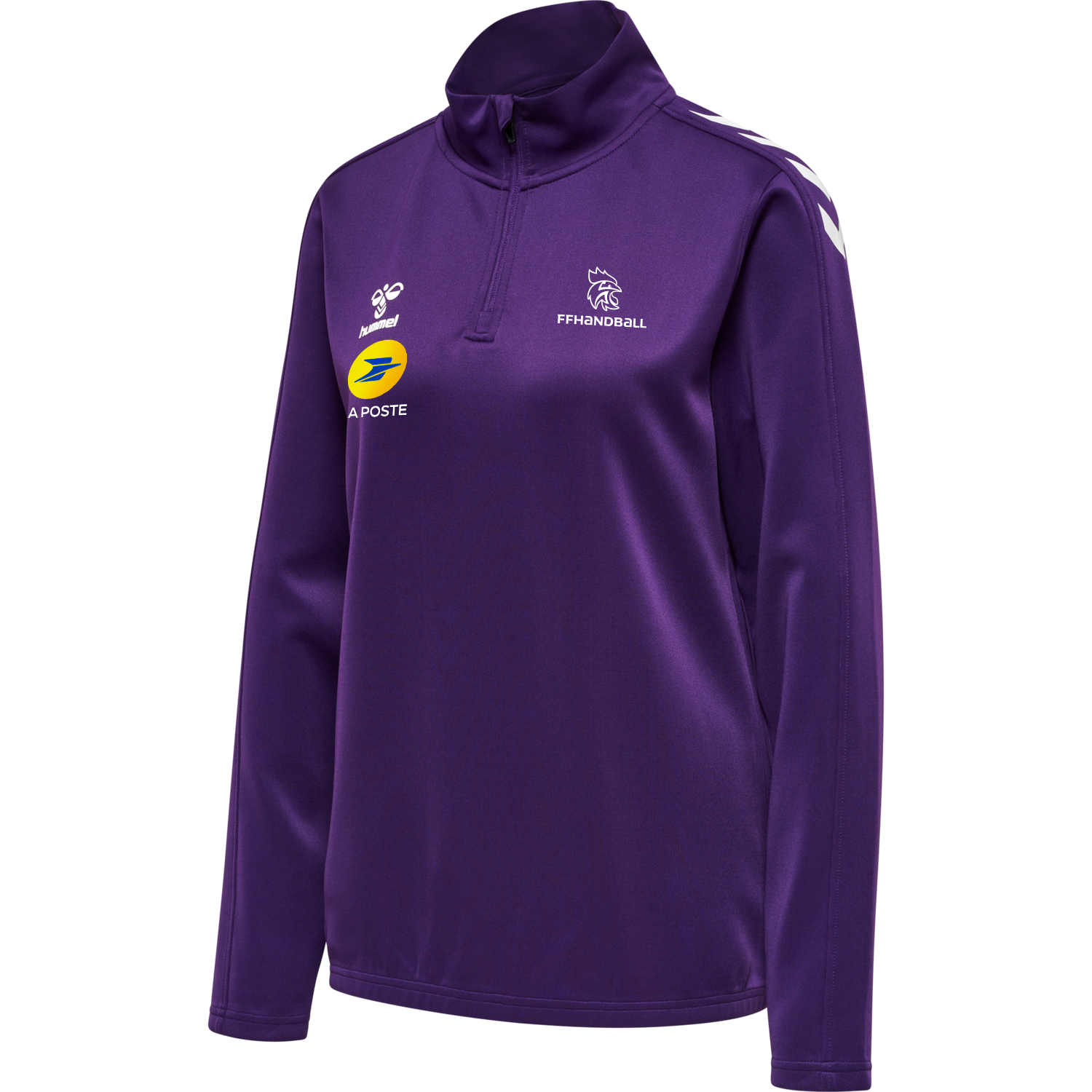 FFHB HALF ZIP PL SWEAT WOMAN, ACAI/WHITE, packshot