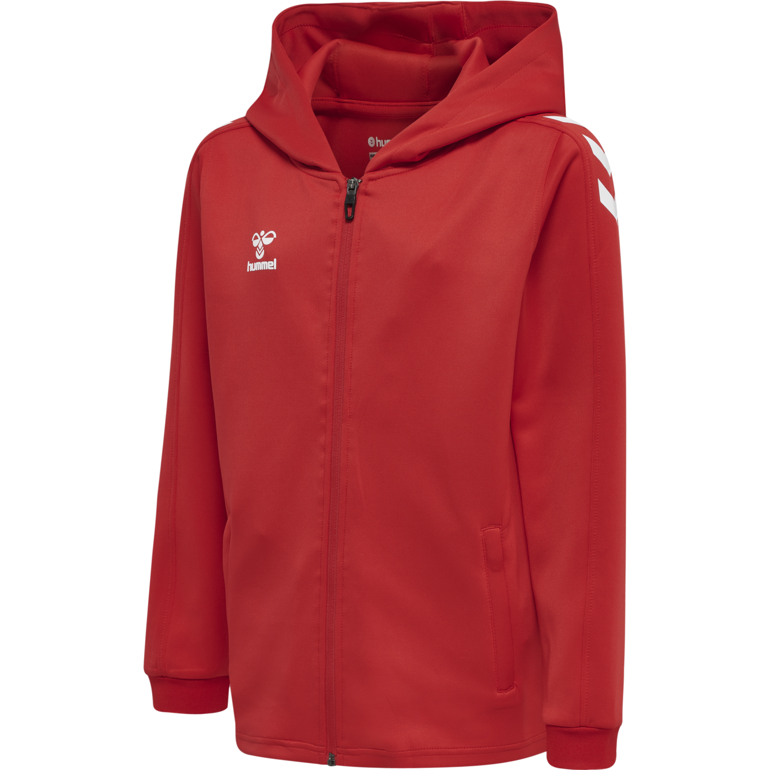 hmlCORE XK POLY ZIP HOOD SWEAT KIDS, TRUE RED, packshot