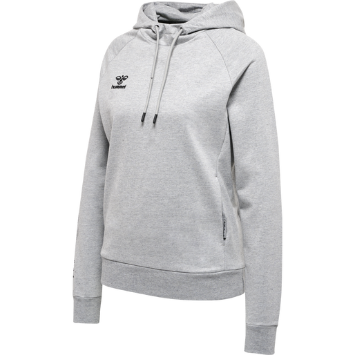 hmlMOVE GRID COTTON HOODIE WOMAN, GREY MELANGE, packshot