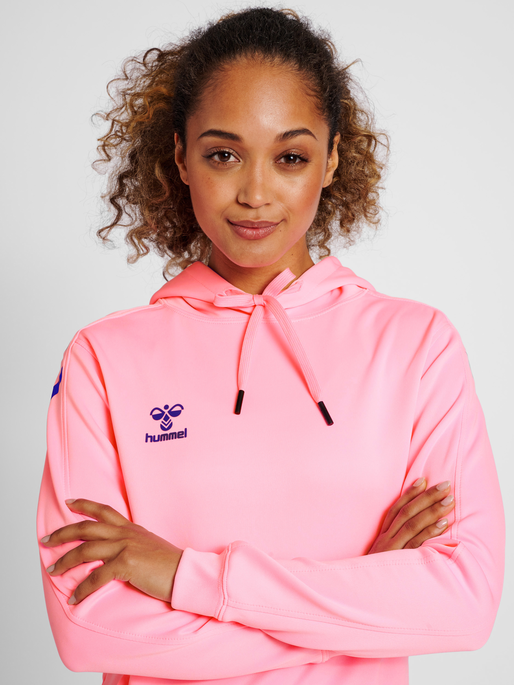 hmlCORE XK POLY SWEAT HOODIE WOMAN, COTTON CANDY, model