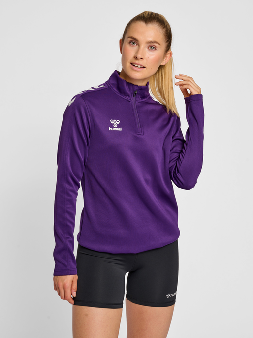 hmlCORE XK HALF ZIP SWEAT WOMAN, ACAI, model