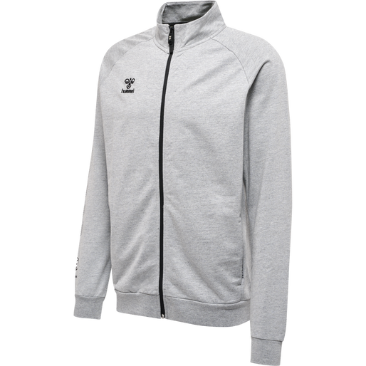 hmlMOVE GRID COTTON ZIP JACKET, GREY MELANGE, packshot