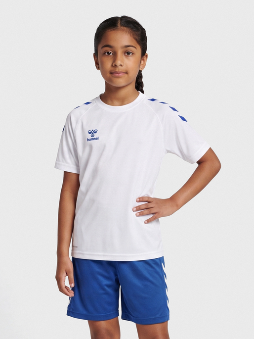 hmlCORE XK CORE POLY TEE S/S KIDS, WHITE/TRUE BLUE, model