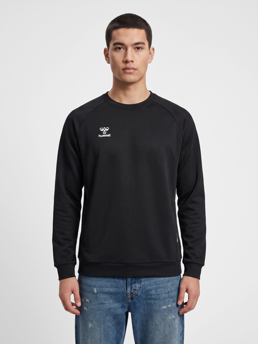 hmlMOVE GRID COTTON SWEATSHIRT, BLACK, model