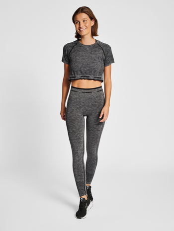 hmlTE CAMI SEAMLESS MW TIGHTS, BLACK MELANGE, model
