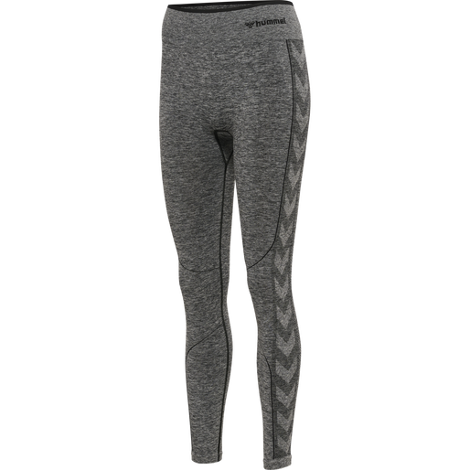 hmlMT UNA SEAMLESS MID WAIST TIGHTS, BLACK MELANGE hmlMT UNA SEAMLESS MID WAIST TIGHTS, BLACK MELANGE, packshot