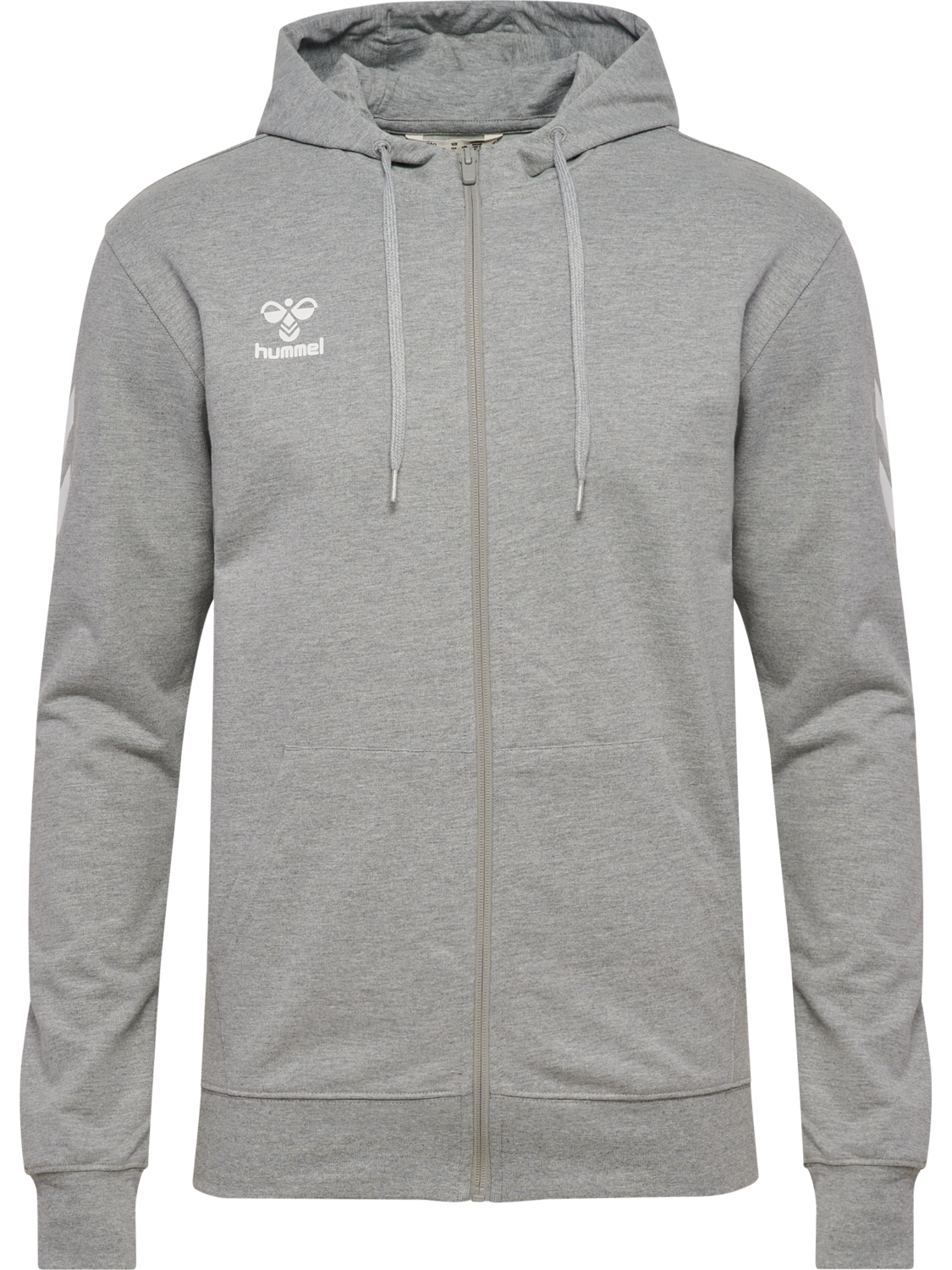 hmlGO 2.0 CHEVRON ZIP HOODIE, GREY MELANGE, packshot