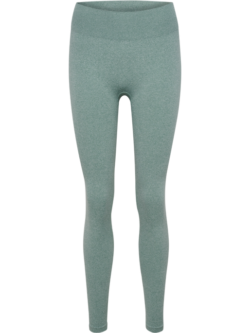 hmlYOGA SEAMLESS RIB MW TIGHTS, CHINOIS GREEN MELANGE, packshot