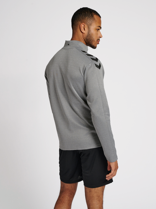 hmlCORE XK POLY ZIP SWEAT, GREY MELANGE, model