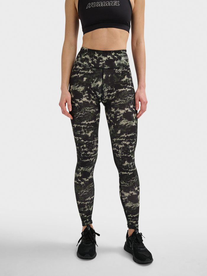 hmlTE TWIST AOP MID WAIST TIGHTS, CLIMBING IVY, model