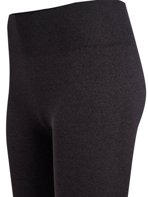 hmlYOGA SEAMLESS RIB MW TIGHTS, BLACK MELANGE, packshot