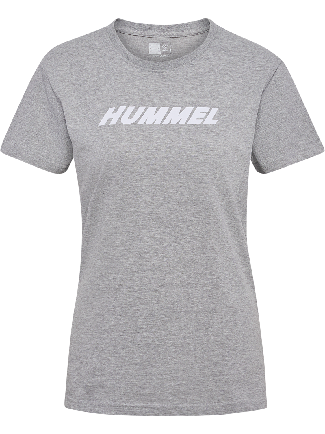 hmlELEMENTAL LOGO COTTON TEE WOMAN, GREY MELANGE, packshot