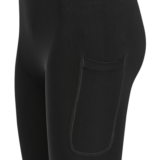 hmlMT IDA SEAMLESS MW POCKET TIGHTS, BLACK, packshot