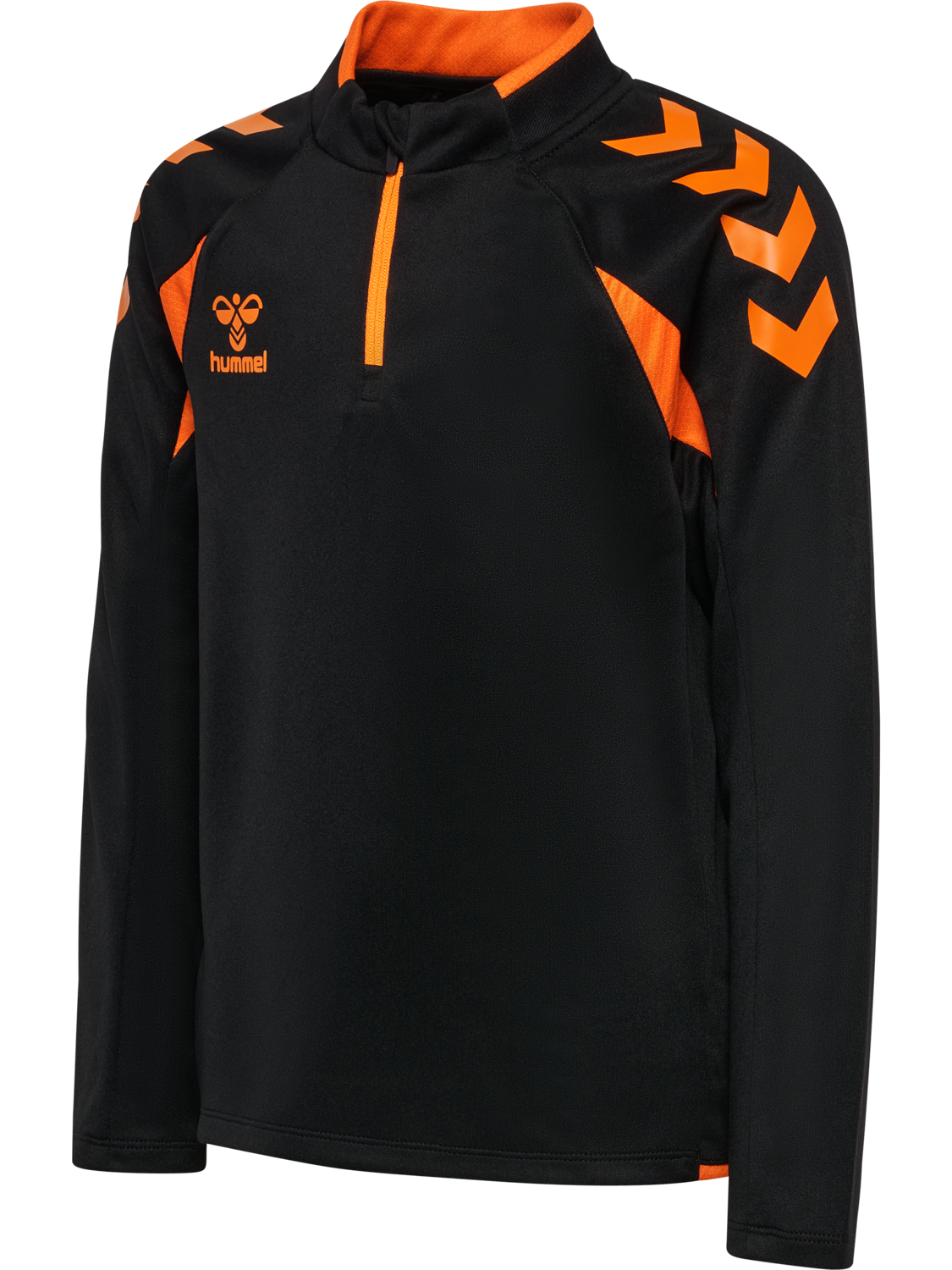 hmlCORE 2.0 HALF ZIP KIDS, BLACK/ORANGE TIGER, packshot