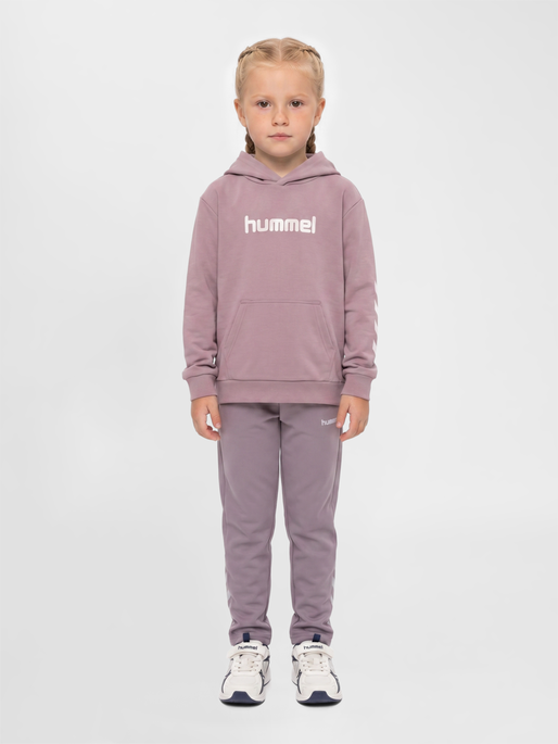 hmlJR LOGO HOODIE, SEA FOG, model