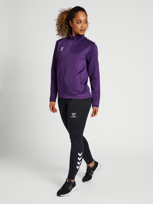 hmlCORE XK POLY ZIP SWEAT WOMAN, ACAI, model