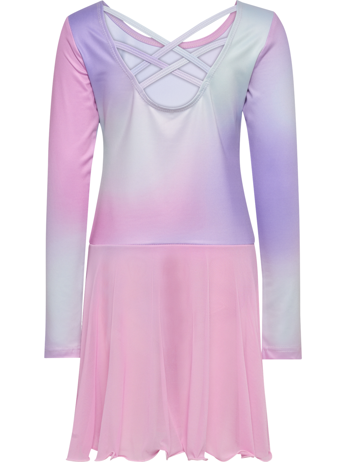 hmlJR GRADIENT SKIRTY GYMSUIT L/S, PASTEL LAVENDER, packshot