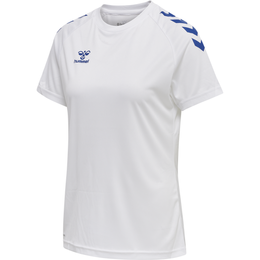 hmlCORE XK CORE POLY TEE  S/S WOMAN, WHITE/TRUE BLUE, packshot