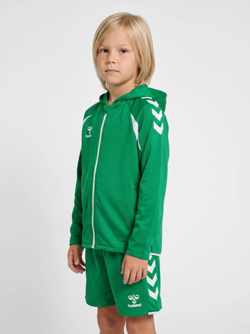 hmlCORE 2.0 ZIP HOODIE KIDS, JELLY BEAN/WHITE, model