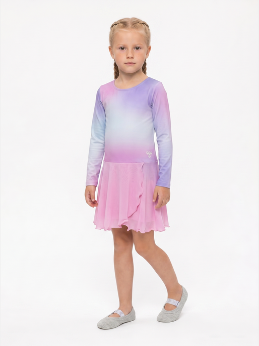hmlJR GRADIENT SKIRTY GYMSUIT L/S, PASTEL LAVENDER, model