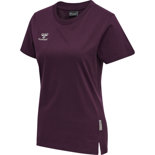 hmlMOVE GRID COTTON T-SHIRT S/S WOM, GRAPE WINE, packshot
