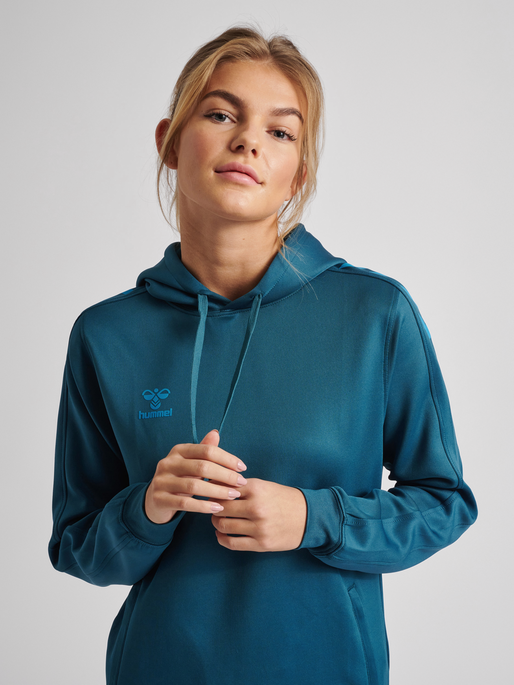 CORE XK POLY SWEAT HOODIE WOMAN - BLUE CORAL | hummelsport.se