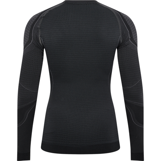hmlMT OLLI SEAMLESS T-SHIRT L/S, BLACK/ASPHALT MELANGE, packshot