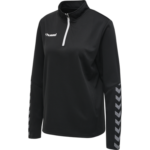 hmlAUTHENTIC HALF ZIP SWEATSHIRT WO, BLACK/WHITE, packshot