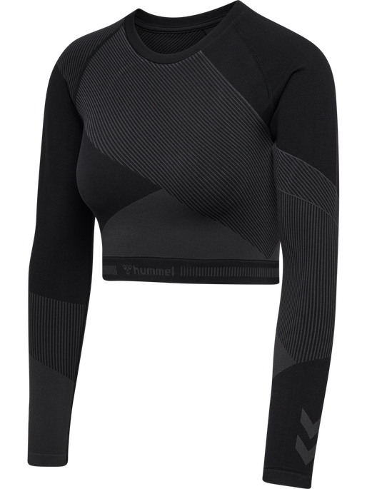 hmlUNITY SEAMLESS CROP T-SHIRT L/S, BLACKENED PEARL hmlUNITY SEAMLESS CROP T-SHIRT L/S, BLACKENED PEARL, packshot