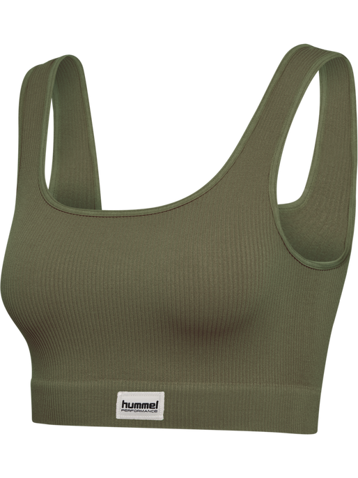 hmlPULSE SEAMLESS RIB BRA, DUSTY OLIVE, packshot