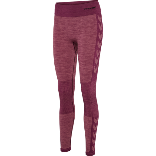 hmlCLEA SEAMLESS MID WAIST TIGHTS, GRAPE WINE/CRUSHED BERRY MEL, packshot
