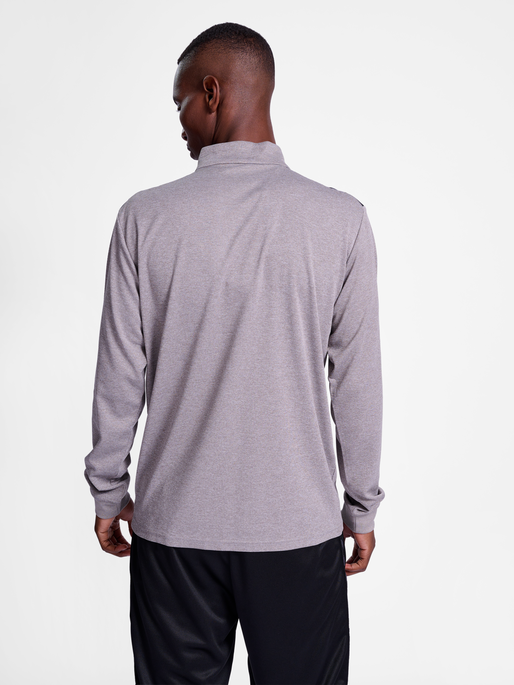 hmlAUTHENTIC HALF ZIP SWEAT, GREY MELANGE, model