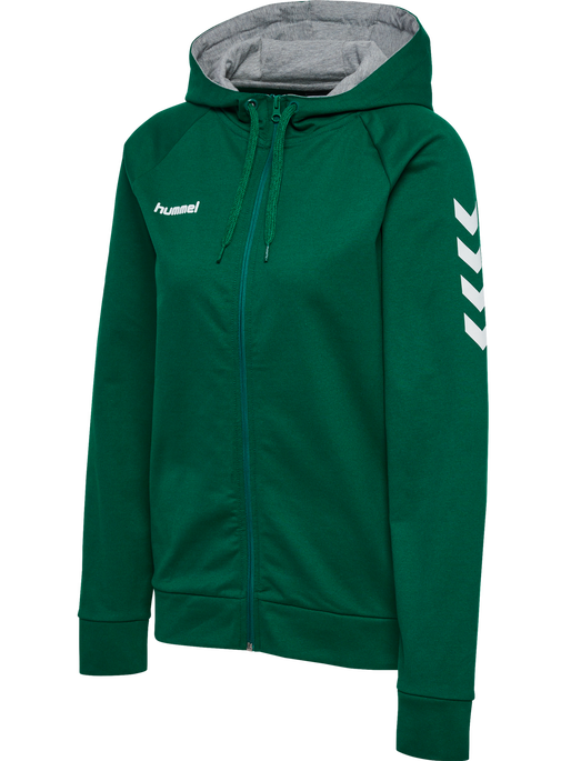 HMLGO COTTON ZIP HOODIE WOMAN, EVERGREEN, packshot