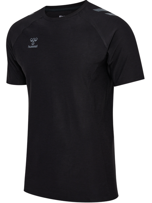 hmlCIMA 2.0 JERSEY S/S, BLACK MELANGE, packshot