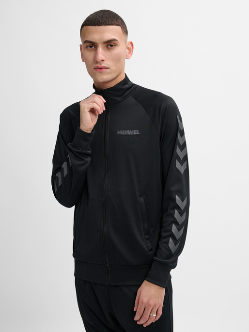 hmlLEGACY SUNE POLY ZIP JACKET, BLACK, model