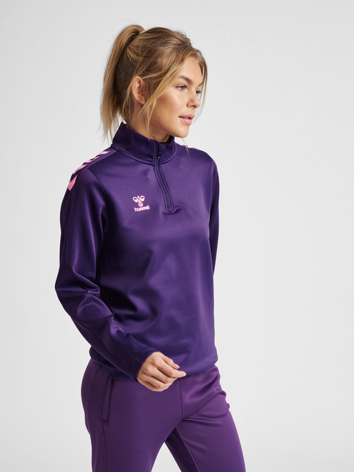 hmlCORE XK HALF ZIP SWEAT WOMAN, ACAI, model