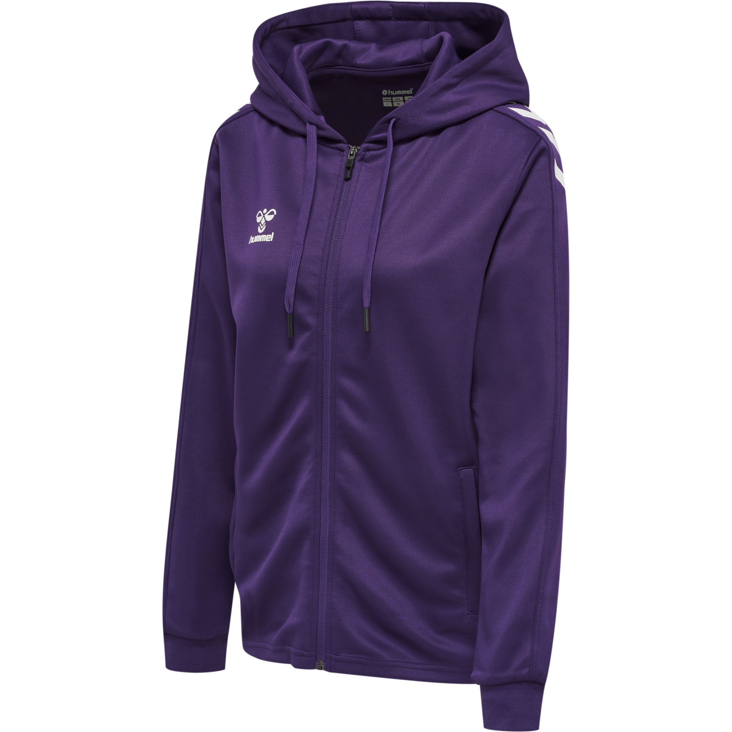 hmlCORE XK POLY ZIP HOOD SWEAT WOMA, ACAI/WHITE, packshot