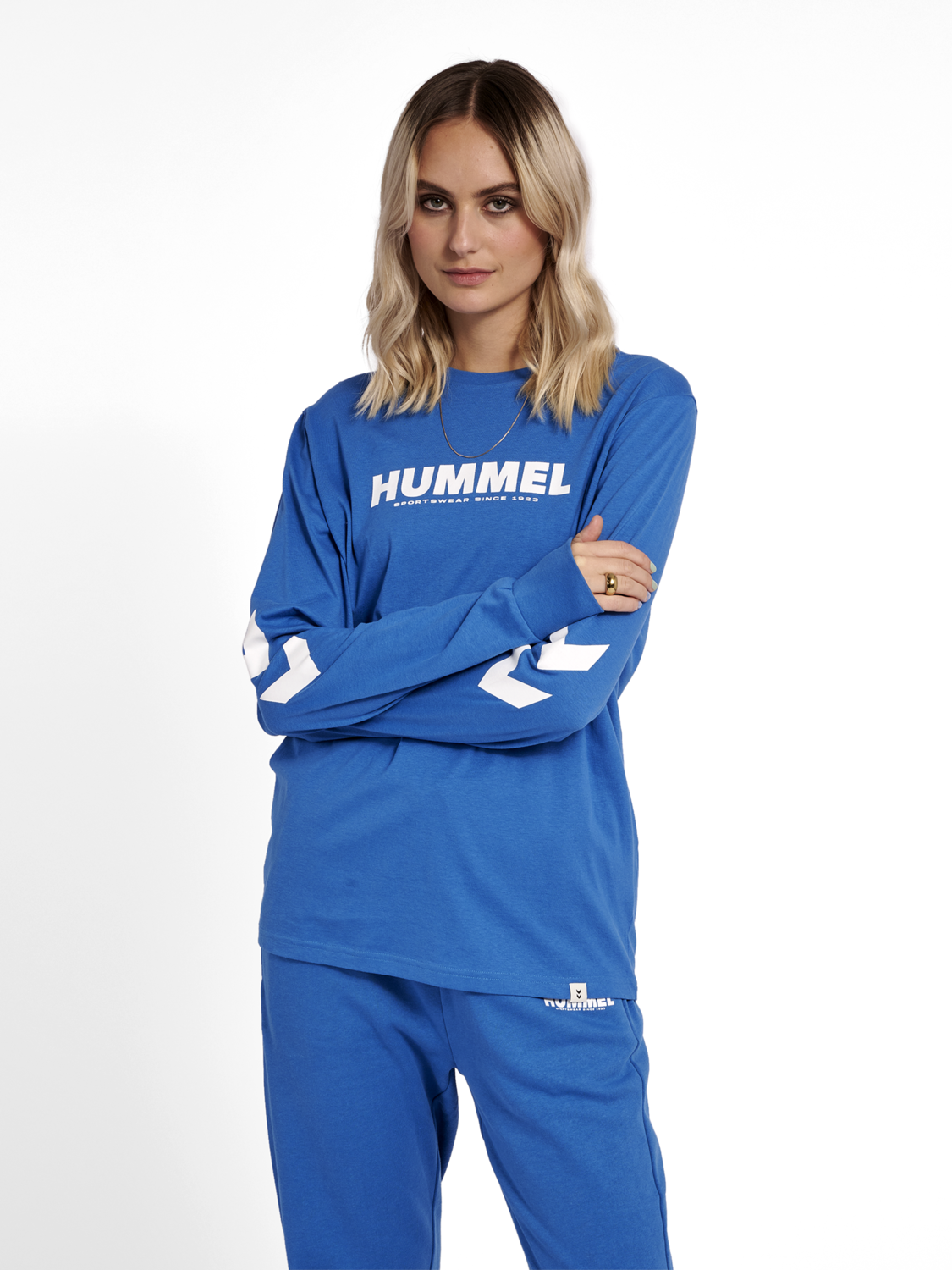 M/L Hummel Herren Langarmshirt Alex Seamless Sportshirt Methyl blau Melange 