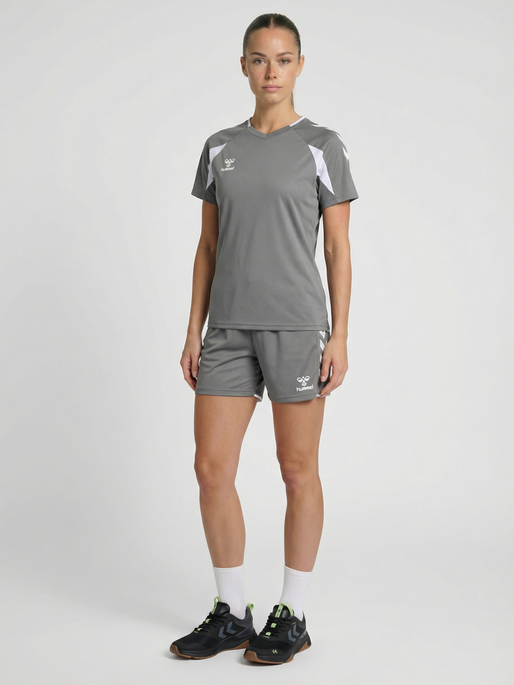 hmlCORE 2.0 JERSEY S/S WOMAN, STEEL GRAY/WHITE, model