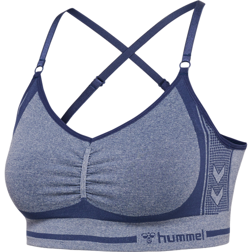 hmlMT LULU SEAMLESS SCRUNCH BRA, INSIGNIA BLUE MELANGE hmlMT LULU SEAMLESS SCRUNCH BRA, INSIGNIA BLUE MELANGE, packshot