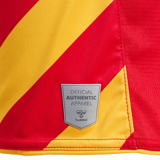 hmlCSC 19/20 KIDS HOME JERSEY S/S, TRUE RED/SPORTS YELLOW W/SPONS, packshot