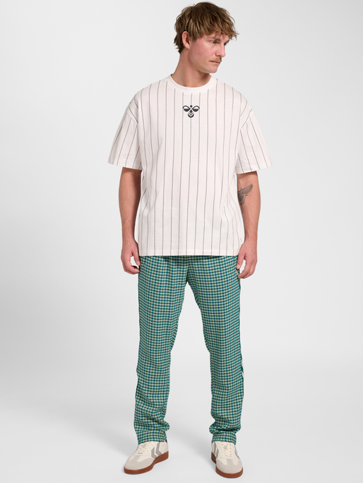 Pepita Woven Logotape Trackpants, YELLOW/LIGHT BLUE/TEAL, model