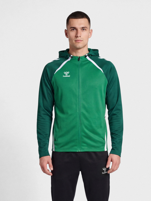 hmlLEAD 2.0 ZIP HOODIE, JELLY BEAN/EVERGREEN, model