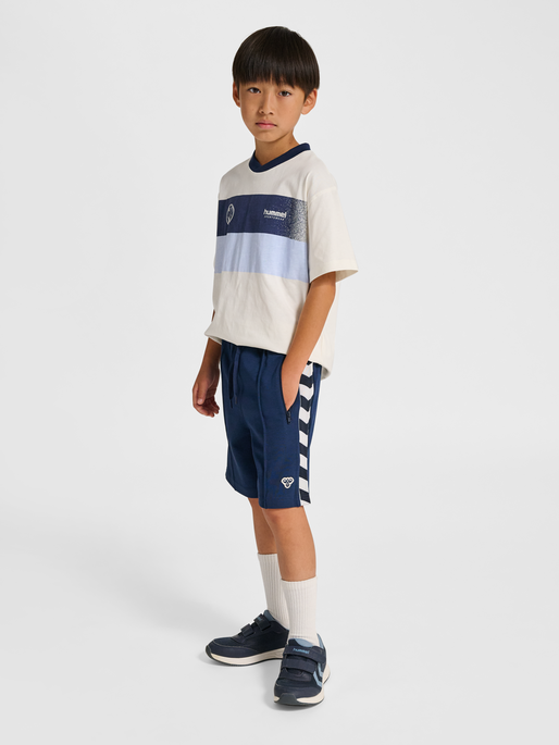hmlJR ARCHIVE REGULAR POLY SHORTS, DRESS BLUES, model
